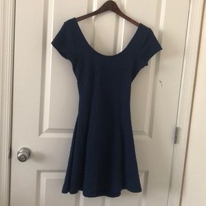 Navy Blue Skater Dress with Open Back